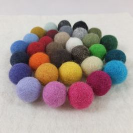 Plain Felt Balls 15mm - Mixed Colours - 35 pieces